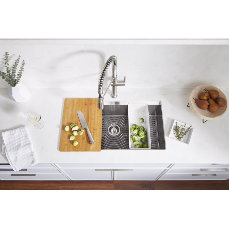 Task 33" Stainless Steel Drop-In Single Bowl Workstation Sink