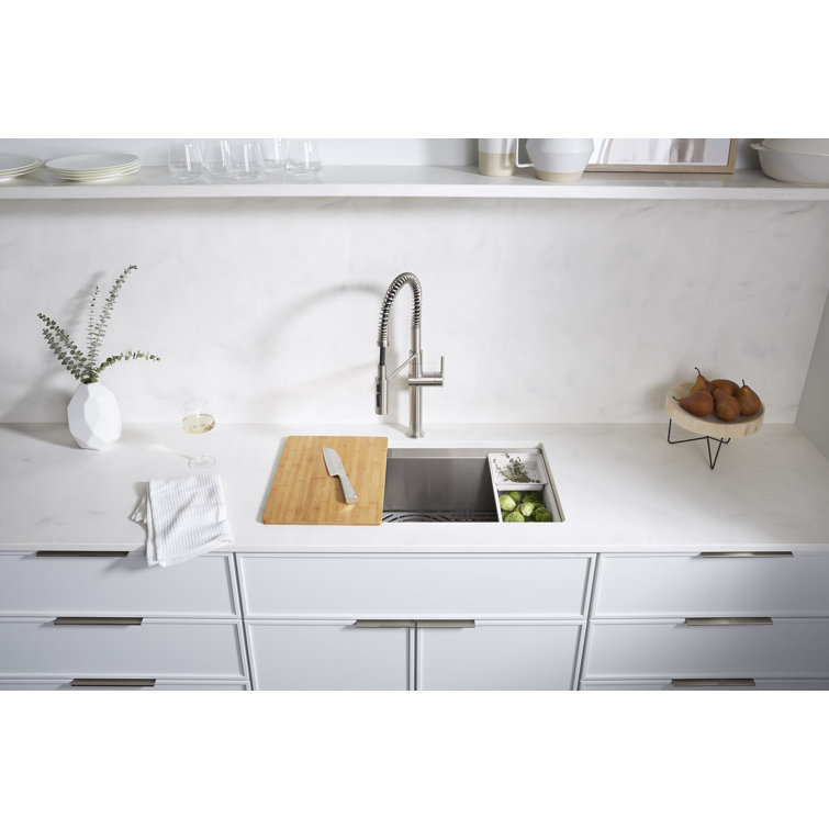 Task 33" Stainless Steel Drop-In Single Bowl Workstation Sink