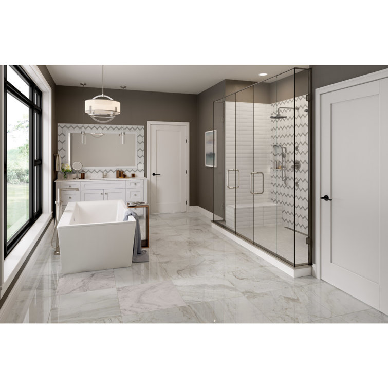 Kalta 24" x 24" White Polished Marble Tile