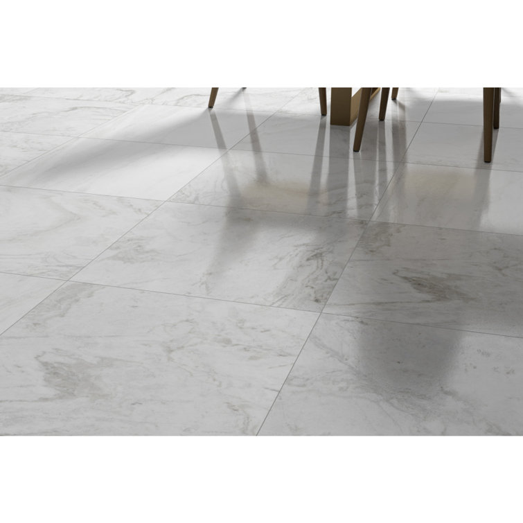 Kalta 24" x 24" White Polished Marble Tile