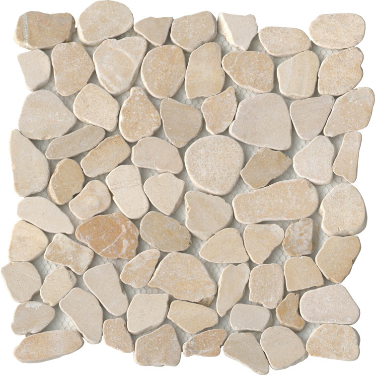 Beige Pebble Stone 12x12 Mosaic Tile with Wavy Edge