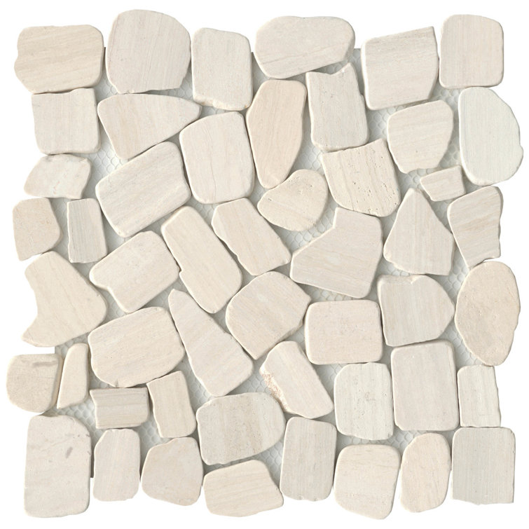 Ivory Pebble Stone 12x12 Textured Mosaic Tile