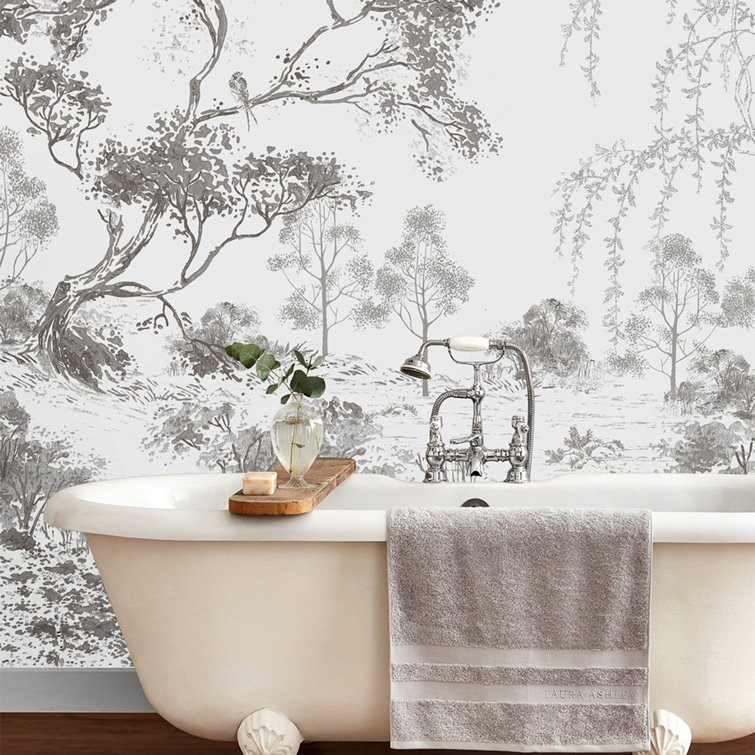 Large Grey Botanical Forest Removable Wall Mural