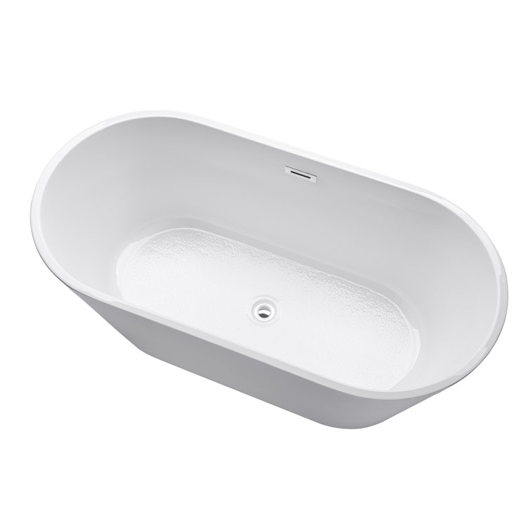 54'' White Freestanding Acrylic Soaking Bathtub