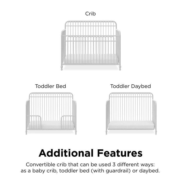 Gold Metal 3-in-1 Convertible Crib with Arched Frame