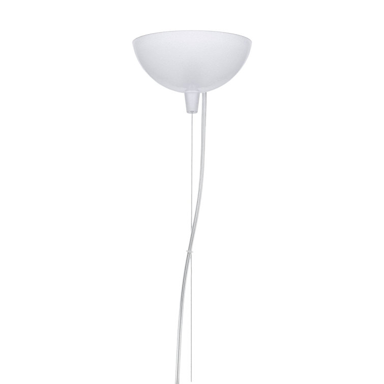 Small White Crystal Steel Pendant Light with Plastic Shade