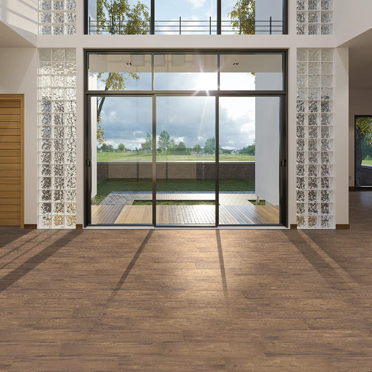 Saddle Brown 6'' x 36'' Vinyl Plank Flooring with High Gloss Finish