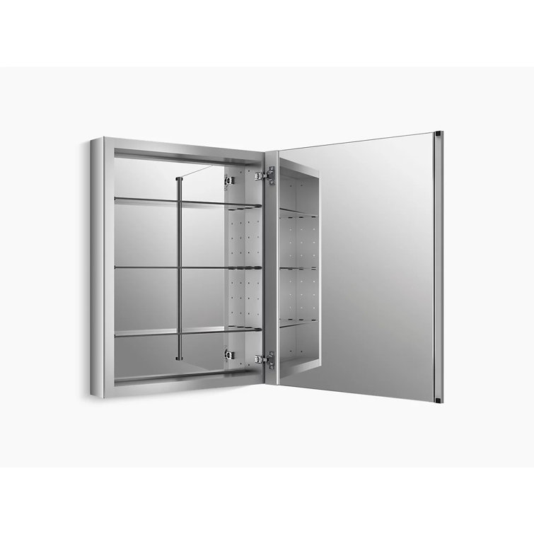 Verdera Sleek 24"x30" Frameless Aluminum Medicine Cabinet with Adjustable Shelves