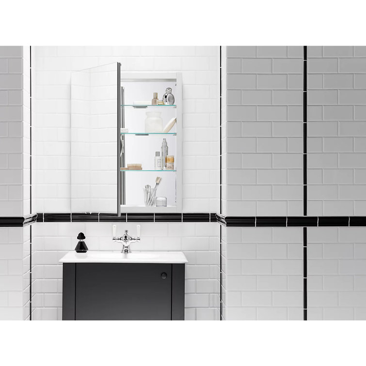 Verdera Sleek 24"x30" Frameless Aluminum Medicine Cabinet with Adjustable Shelves