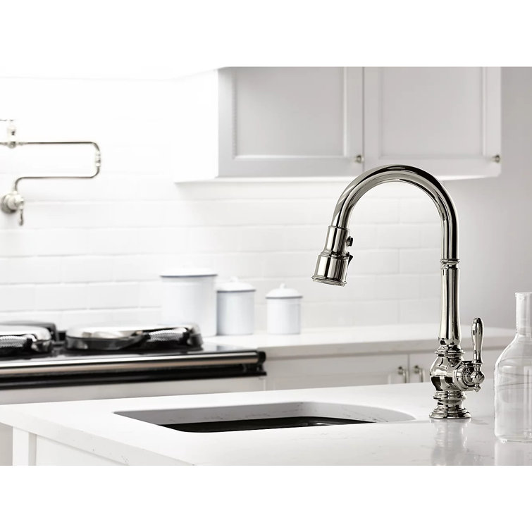 Artifacts Polished Chrome Single Handle 10" Pull Down Kitchen Faucet