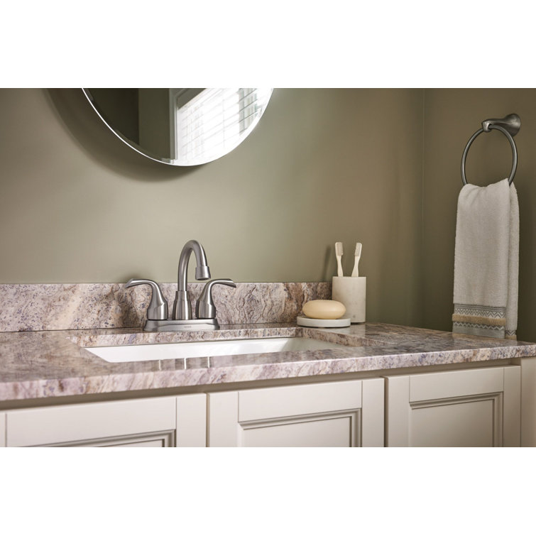 Brushed Nickel 4" Centerset Bathroom Faucet with Lever Handles