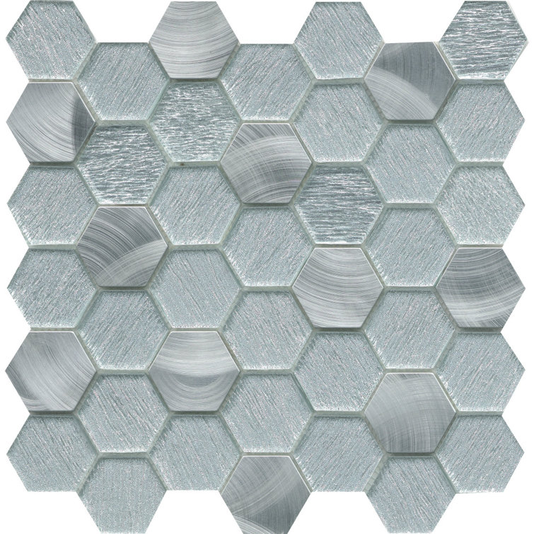 Fame Hexagon Silver Glass Mosaic Tile Sheet