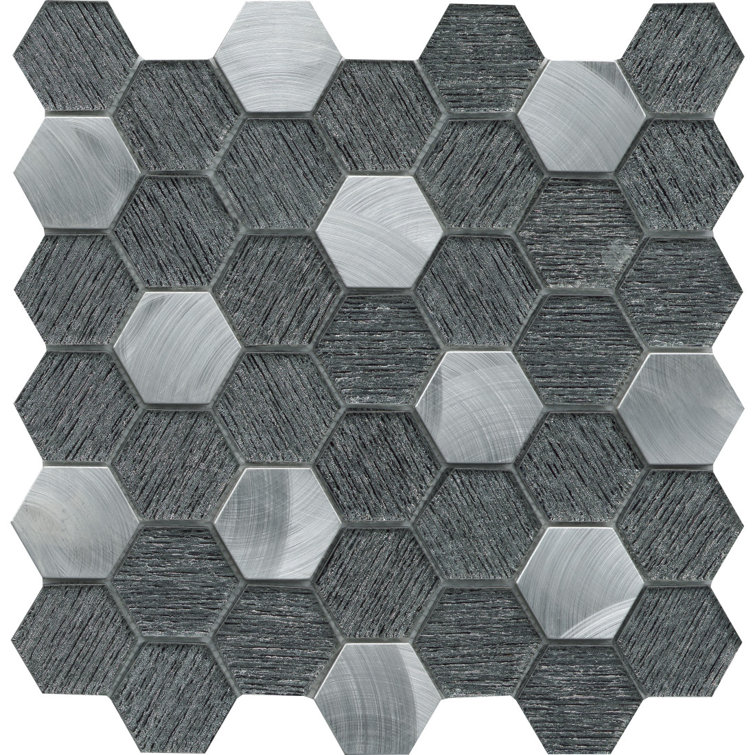 Glitz Hexagonal Silver Glass Mosaic Wall Tile