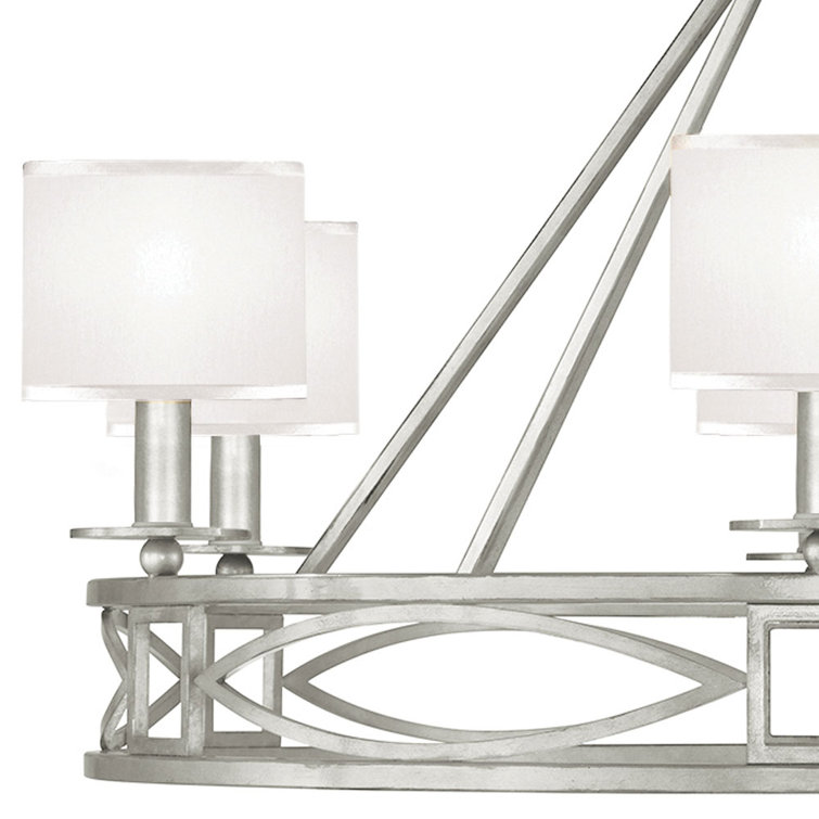 Silver Leaf 39.5" Round Chandelier with Candelabra Lights