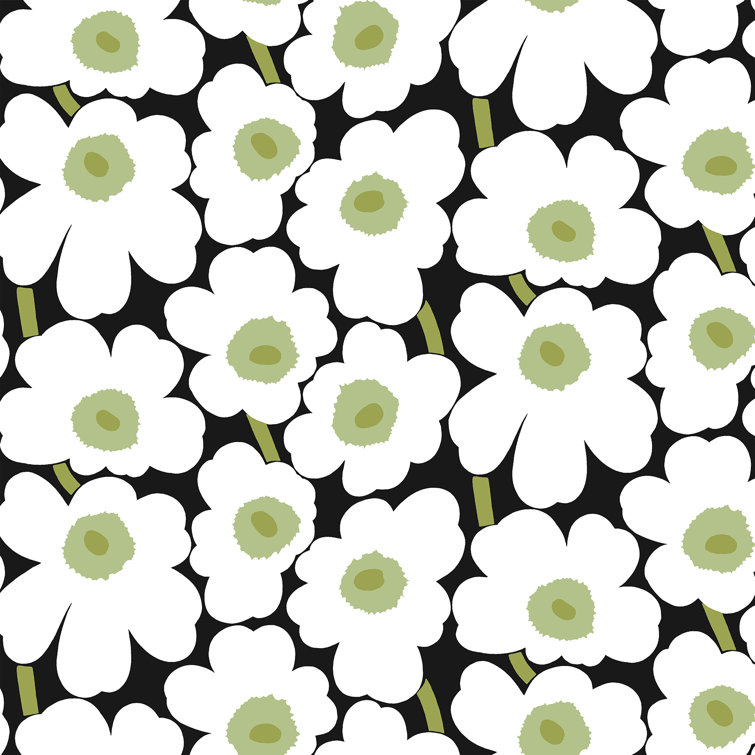 Black and White Vinyl Floral Peel and Stick Wallpaper Roll