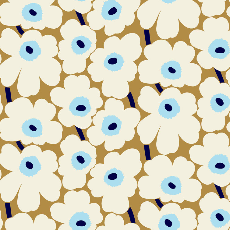 Beige and Blue Floral Peel and Stick Wallpaper Roll