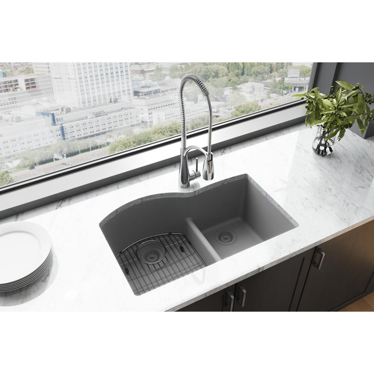 Greystone Quartz 33" Double Bowl Undermount Kitchen Sink
