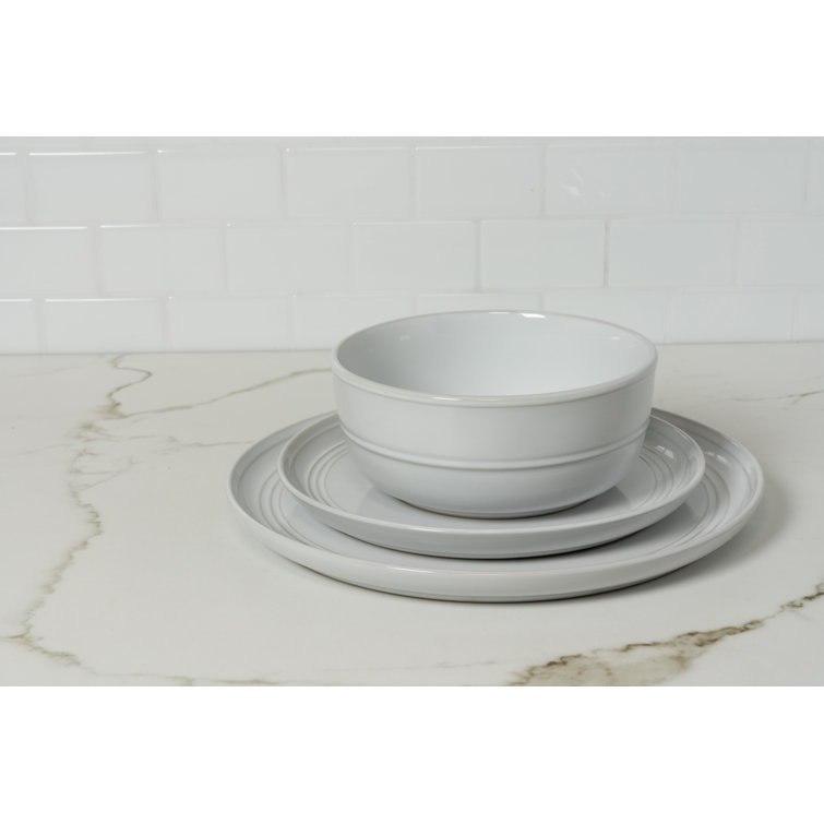 White Ceramic Round Microwave-Safe Dinner Plates, Set of 6