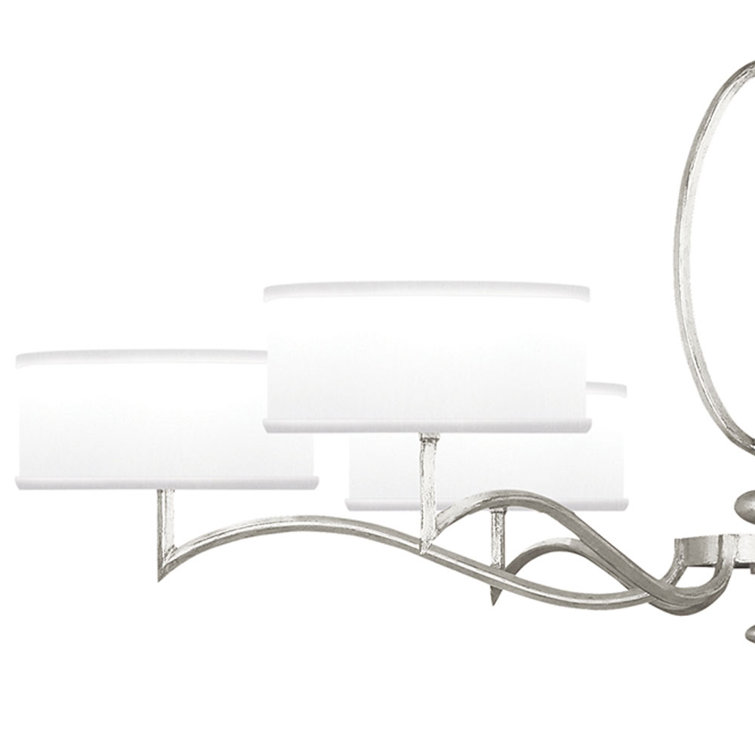 Allegretto 51" Silver Leaf Chandelier with White Drum Shades