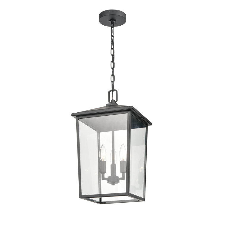 Fetterton Contemporary Black Glass Outdoor Lantern, 11" Wide