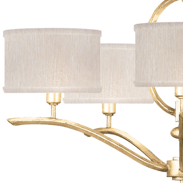 Allegretto 29" Gold Leaf Chandelier with Beige Shades