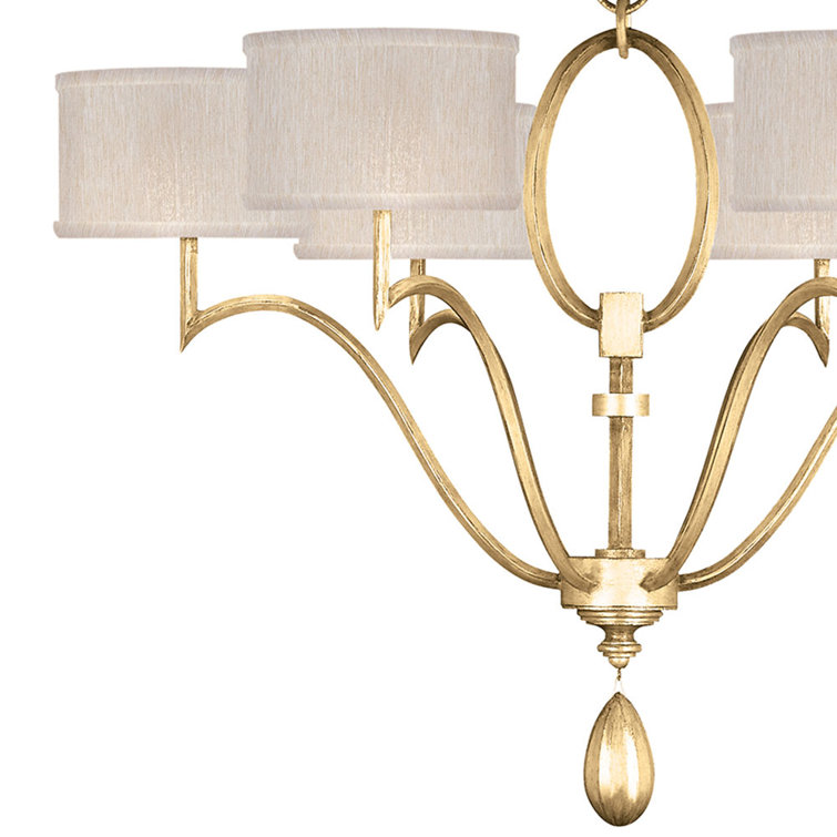 Allegretto 39" Gold Leaf Crystal Chandelier with Linen Shades