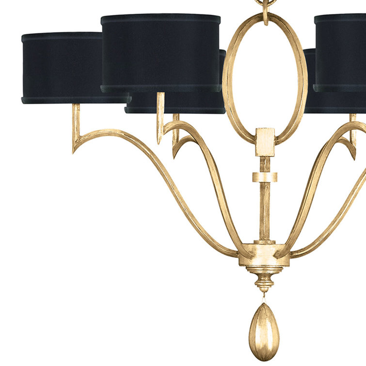 Elegance 39" Black Fabric Drum Chandelier with Gold Leaf Finish