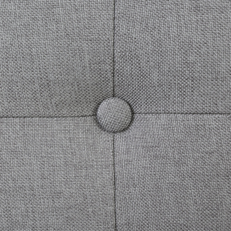 Twin Fusion Medium Gray Upholstered Platform Bed with Tufted Headboard
