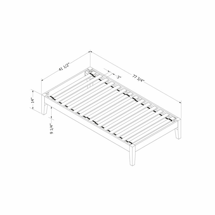 Minimalist Twin-Size Solid Wood Platform Bed in Pure White
