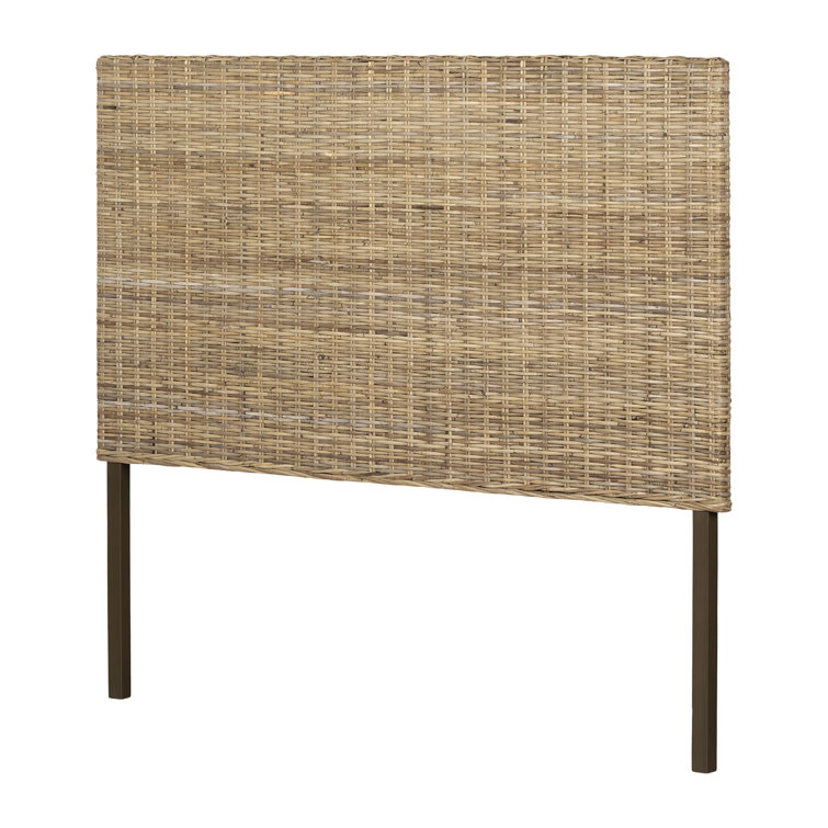Queen White Washed Rattan Wicker Headboard