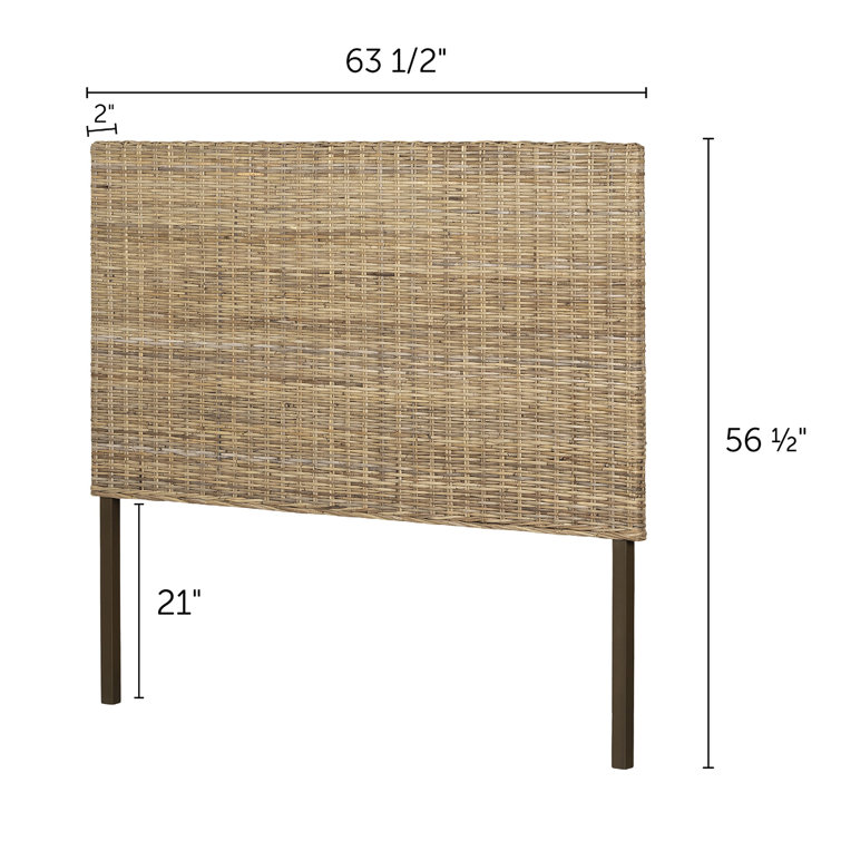 Queen White Washed Rattan Wicker Headboard
