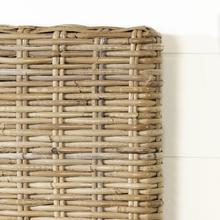 Queen White Washed Rattan Wicker Headboard