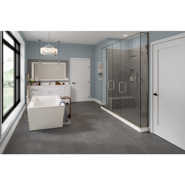 Express 3" x 12" Glossy Gray Ceramic Bathroom Tile