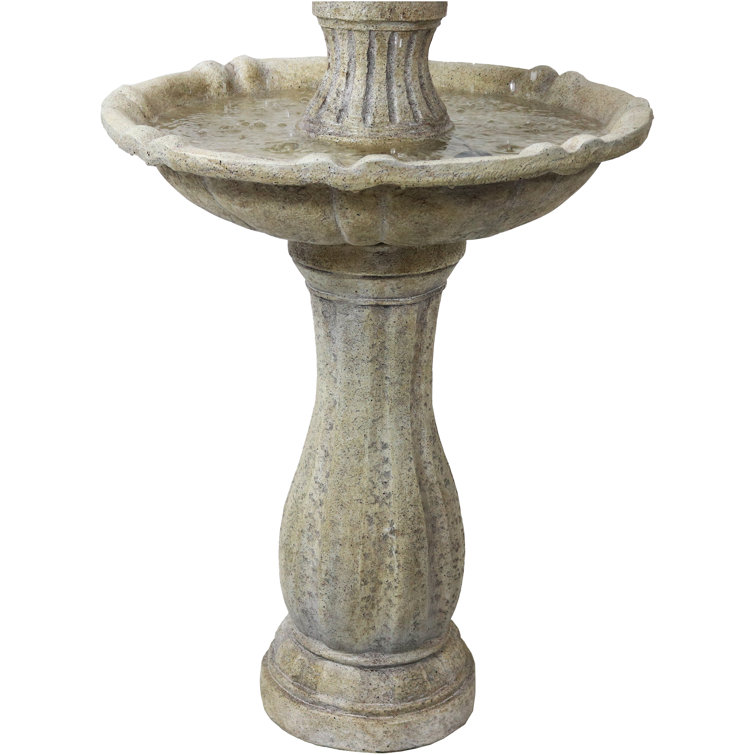 Earth Finish Solar Powered 2-Tier Outdoor Fountain with LED Light