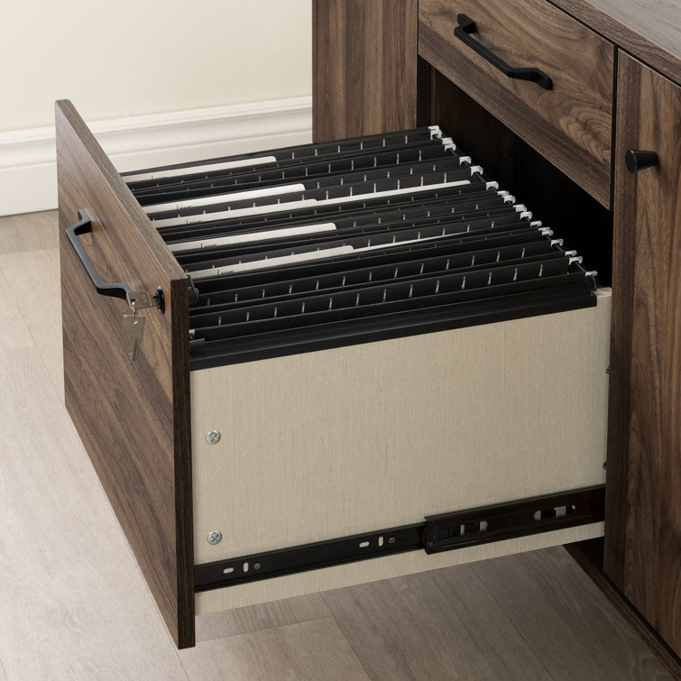 Natural Walnut 47.75'' Wide Filing Credenza with Locking Drawer
