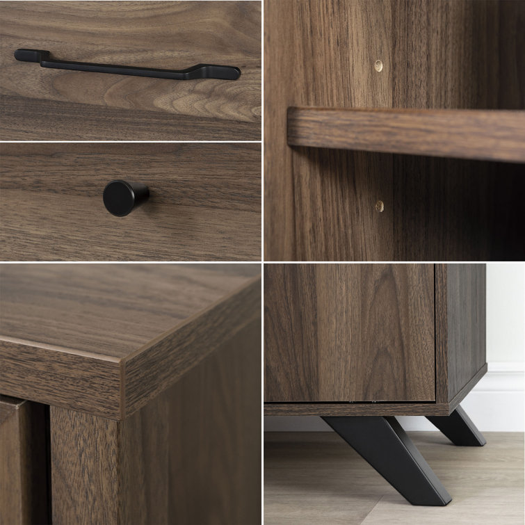 Natural Walnut 47.75'' Wide Filing Credenza with Locking Drawer
