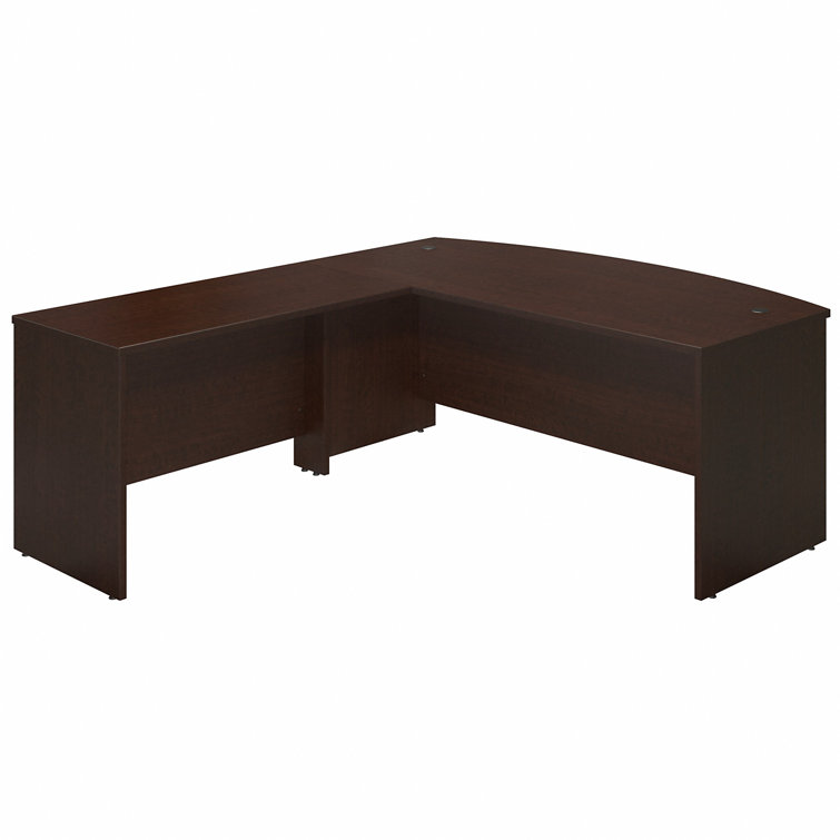 Mocha Cherry L-Shaped Wood Desk with Drawer