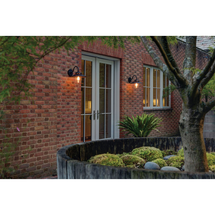 Atwell Aged Zinc 1-Light Outdoor Wall Light with Clear Seedy Glass