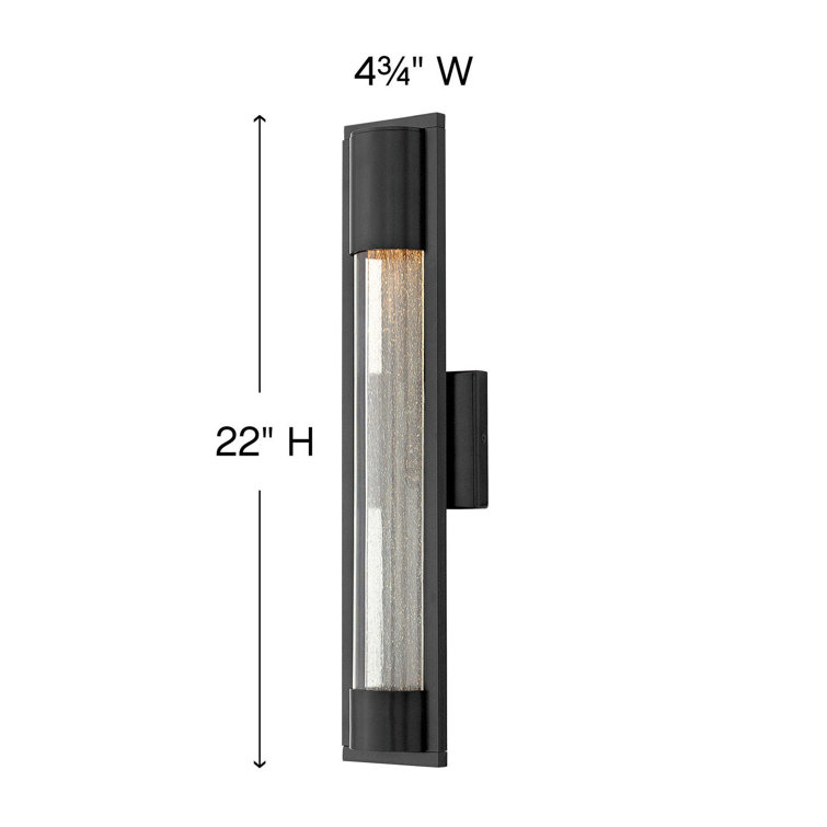 Sleek Satin Black Outdoor Wall Sconce with Seedy Glass