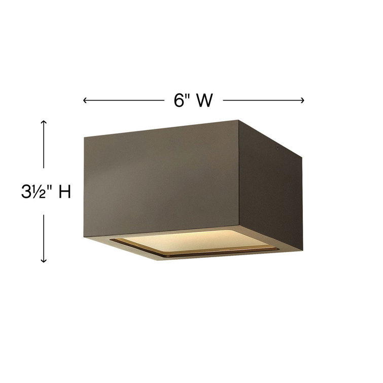 Kube Bronze Etched Lens LED Outdoor Flush Mount Light