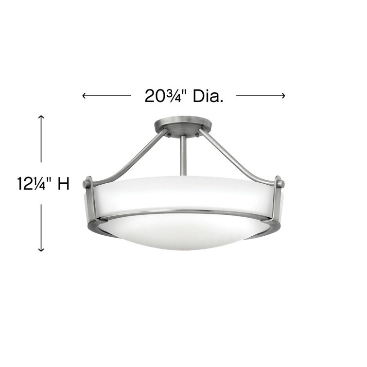 Elegant Antique Nickel 4-Light Semi-Flush Mount with Etched Glass