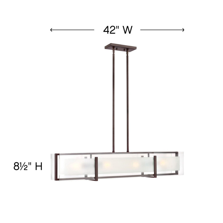 Latitude Sleek Oil Rubbed Bronze 4-Light Chandelier with Clear Etched Glass