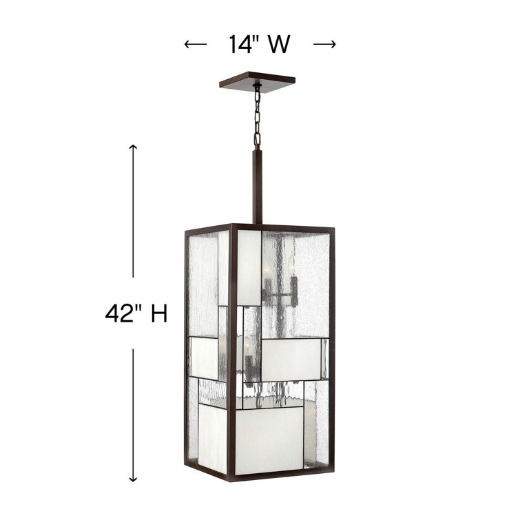 Mondrian 12-Light Buckeye Bronze Chandelier with Copper Foil Glass