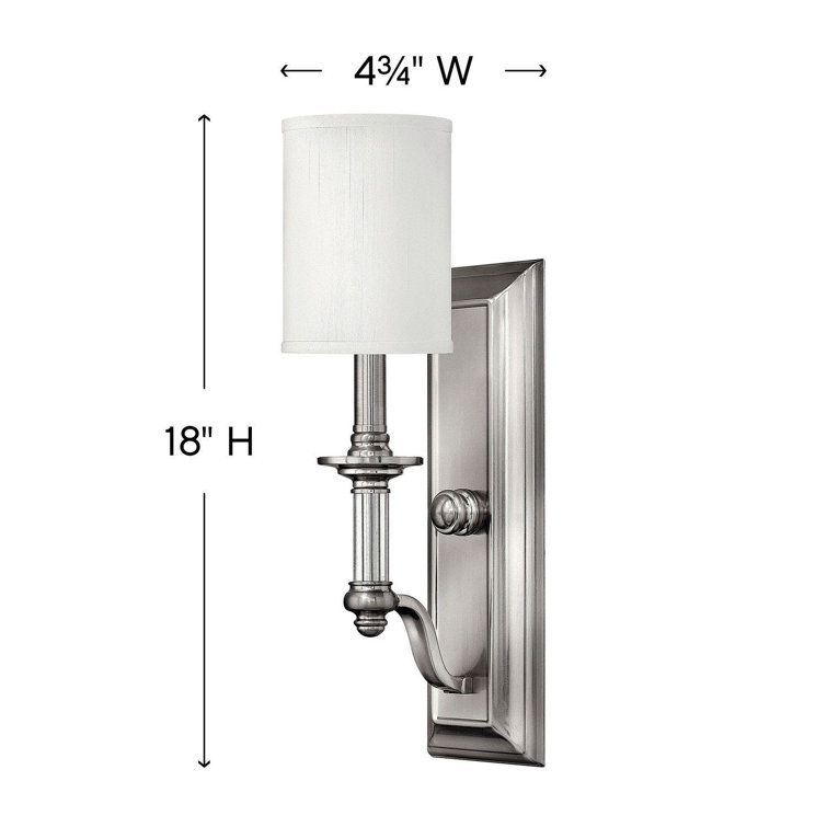 Elegant Brushed Nickel Dimmable Wall Sconce with White Fabric Shade