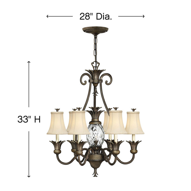 Pearl Bronze 7-Light Chandelier with Ivory Silk Shades