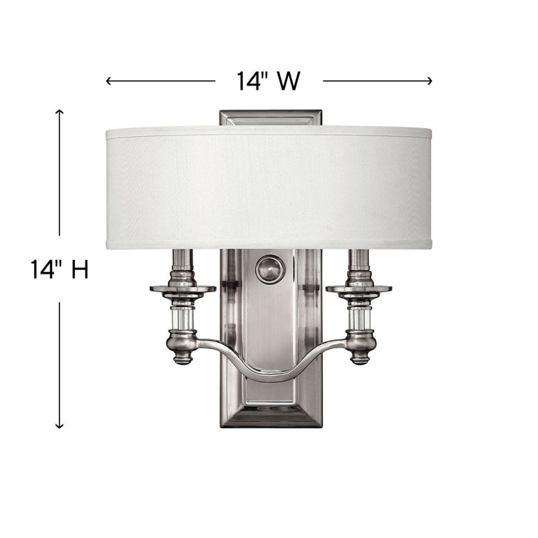 Elegant Dual-Light Brushed Nickel Sconce with White Fabric Shade