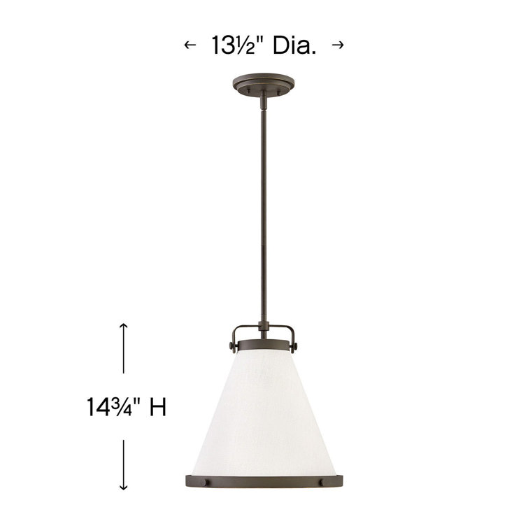 Lacquered Brass and Off-White Single Cone Pendant Light