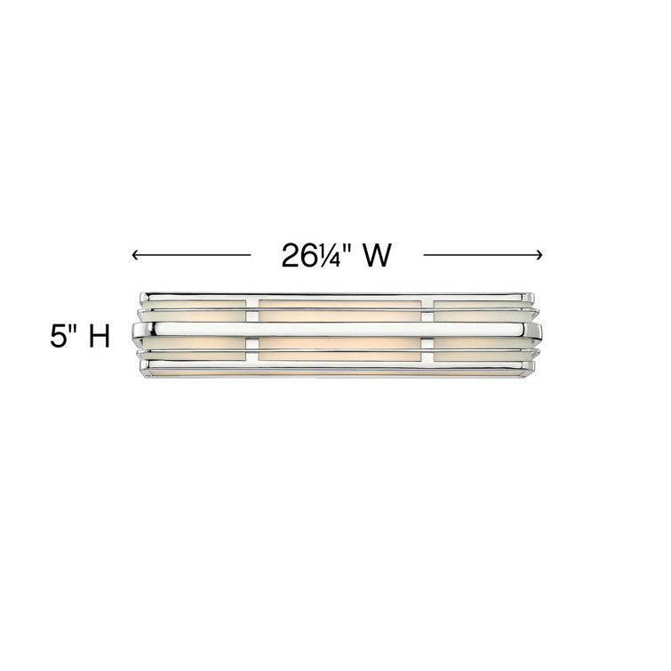 Winton 37.25" Chrome Vanity Light with White Etched Glass Panels