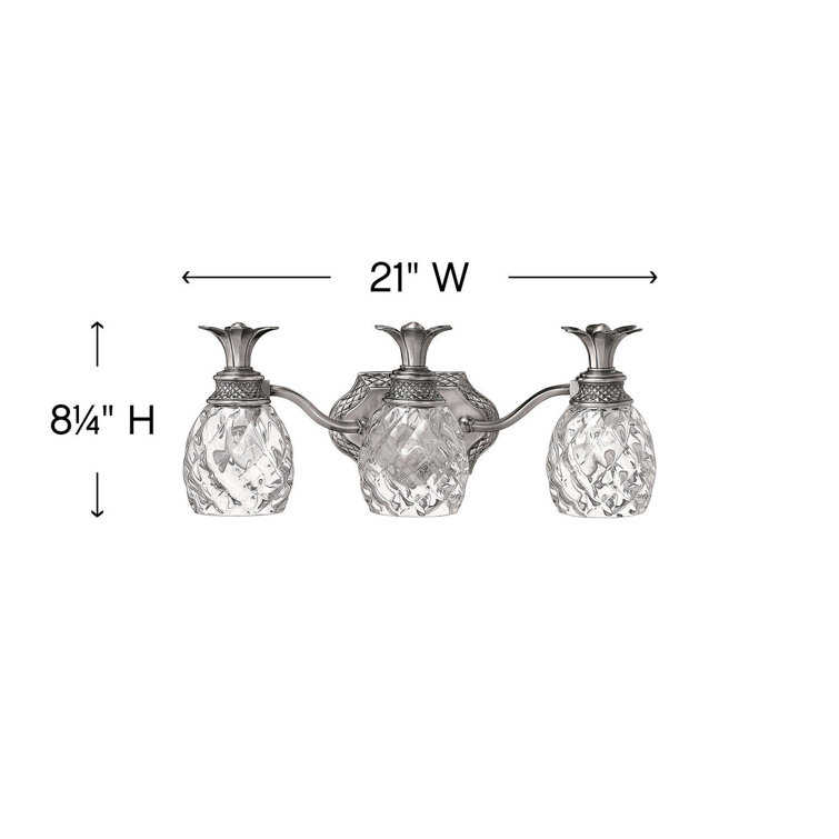 Polished Antique Nickel 3-Light Vanity with Clear Optic Glass