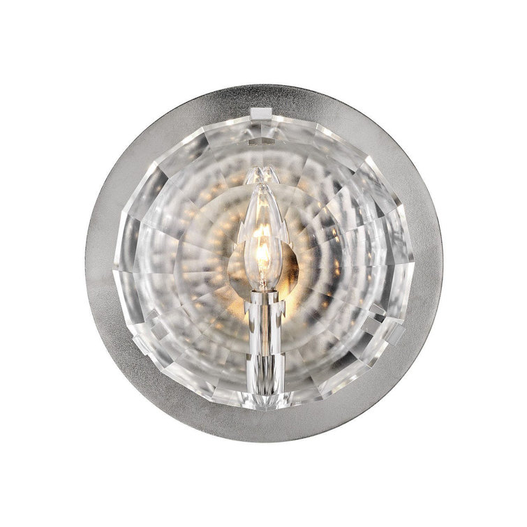 Elegant Leo Polished Nickel Optic Crystal 1-Light Sconce